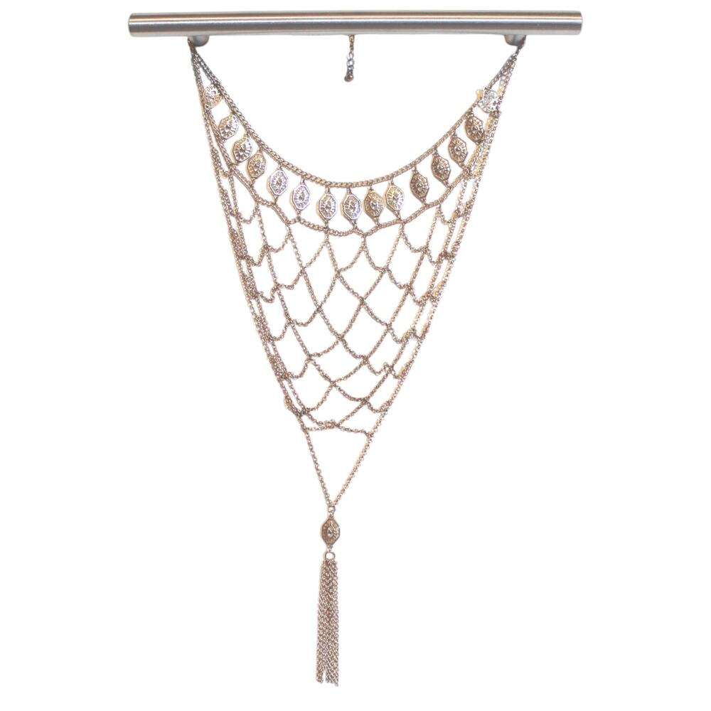 Forever21 Chain Net Triangle Necklace Gold Tone